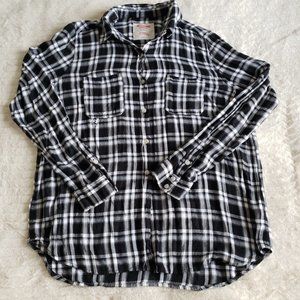 Mossimo Black and White Oversized Plaid Flannel